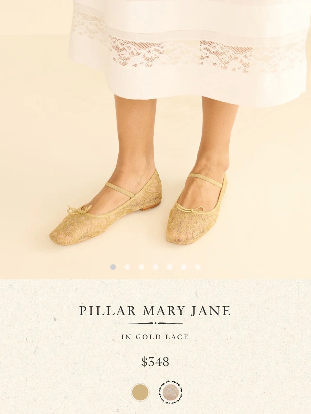 Pillar Mary Jane Ballet Flats in Gold Lace